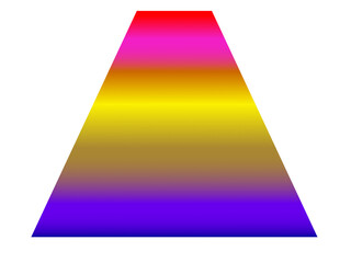 Minimal scene with multicolored carpet in perspective and white background. Geometric shapes in vibrant colors with metallic shine. Illustration 3D.