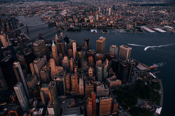 An Aerial View of Lower Manhattan and East River in New York City