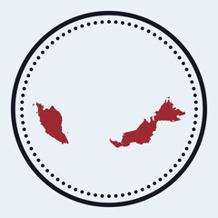 Malaysia round stamp. Round logo with country map and title. Stylish minimal Malaysia badge with map. Vector illustration.