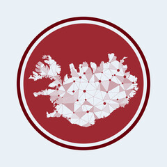 Iceland icon. Trendy tech logo of the country. Geometric mesh round design. Technology, internet, network, telecommunication concept. Vector illustration.