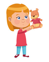 girl playing with bear