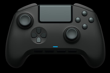 Realistic black joystick for video game controller on black background