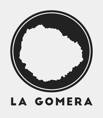 La Gomera icon. Round logo with island map and title. Stylish La Gomera badge with map. Vector illustration.