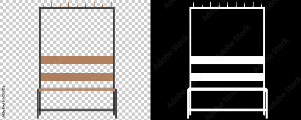 Poster locker room bench isolated on background with mask. 3d rendering - illustration