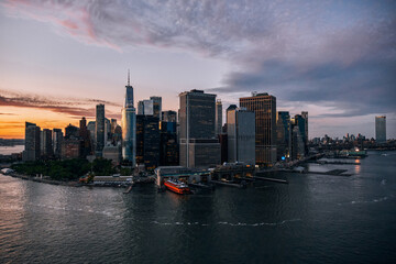 Fototapeta premium An Aerial View of Lower Manhattan in New York City