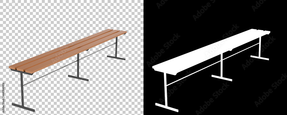 Poster locker room bench isolated on background with mask. 3d rendering - illustration
