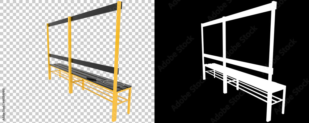 Poster locker room bench isolated on background with mask. 3d rendering - illustration