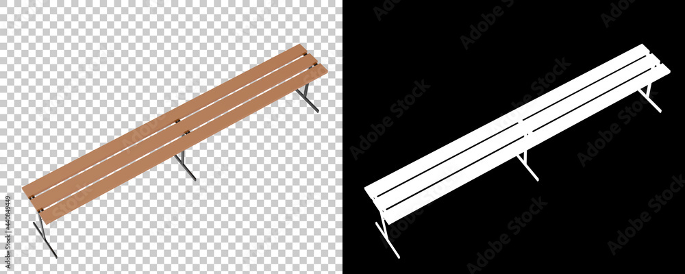 Poster locker room bench isolated on background with mask. 3d rendering - illustration