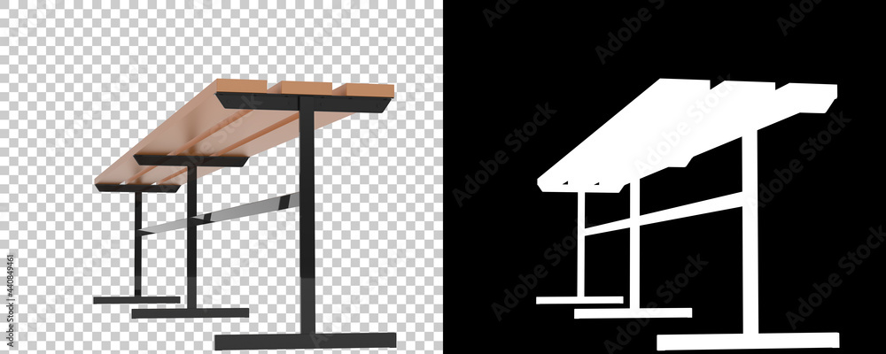 Poster locker room bench isolated on background with mask. 3d rendering - illustration