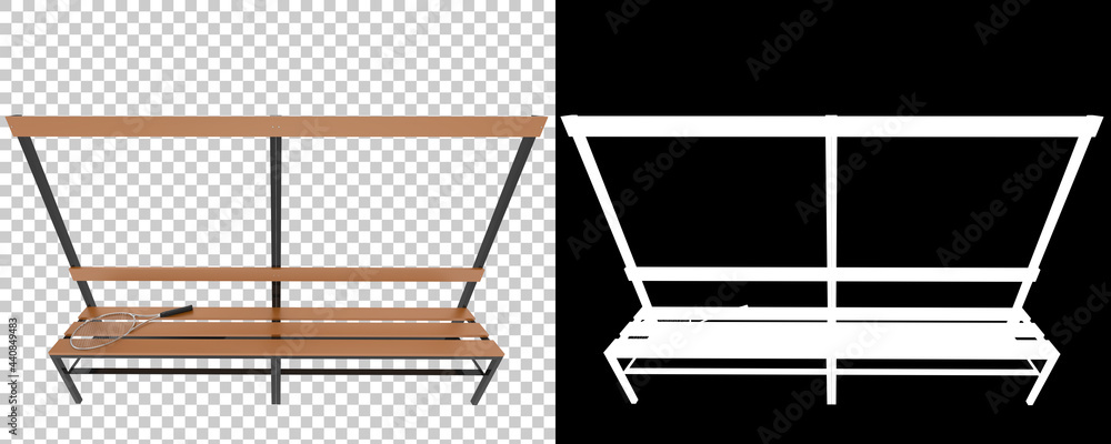Poster locker room bench isolated on background with mask. 3d rendering - illustration