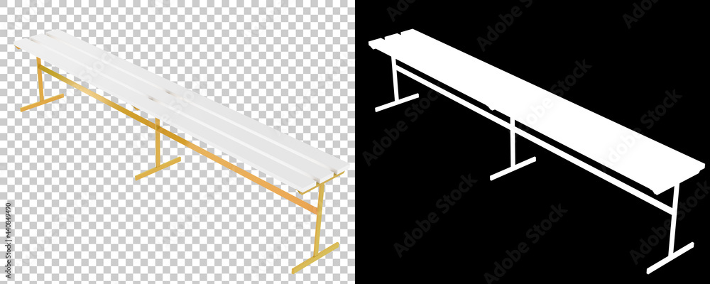 Poster locker room bench isolated on background with mask. 3d rendering - illustration