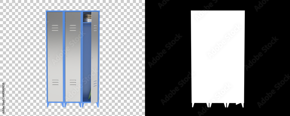 Poster gym lockers isolated on background with mask. 3d rendering - illustration