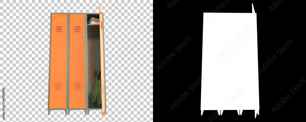 Poster gym lockers isolated on background with mask. 3d rendering - illustration