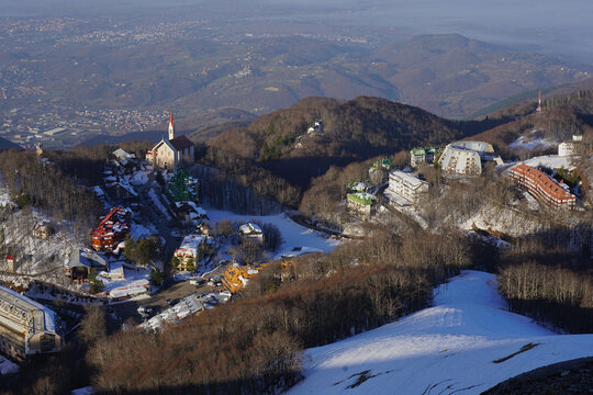 High view of Pian de Valli from Monte Terminillo, Italy