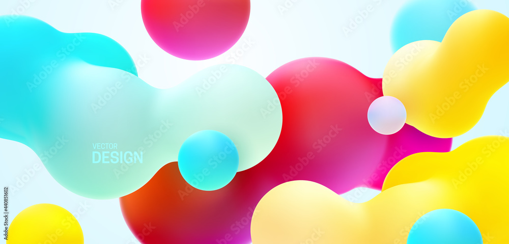 Poster multicolored background with liquid bubble shapes.