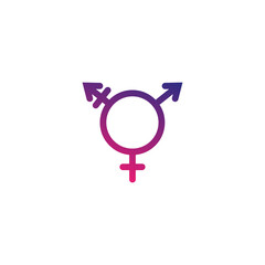 Transgender vector icon. Combining gender symbols isolated on white background