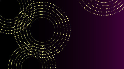 Abstract background. Gold circles on a black and purple background. Vector illustration. It can be used in the design of cover art, screen saver, book design, poster, flyer, CD cover, website backgrou
