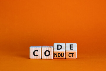 Code of conduct symbol. Turned the wooden cube and changed the word code to conduct. Beautiful...