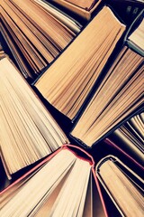 Fototapeta premium School retro Old Books Background.