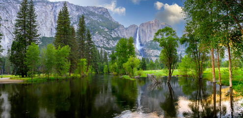 Yosemite Falls at Yosemite National Park in spring time