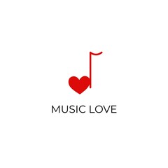 Music Love illustration. Music notes with heart