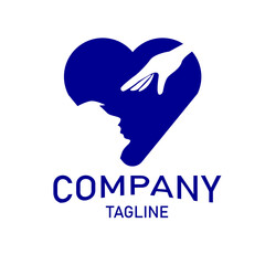 Abstract People Logo. Blue Rounded Line Linked Human Icon Pulse Wave Style isolated on White Background. Usable for Teamwork and Family Logos. Flat Vector Logo Design Template