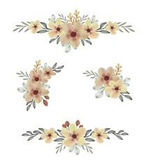 arrangement of yellow bouquet watercolor frame. floral vector design