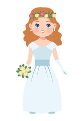 cute wife with bouquet