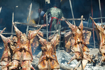Asado argentina carne asada cordero parrilla. Argentinian grilled meat lamb