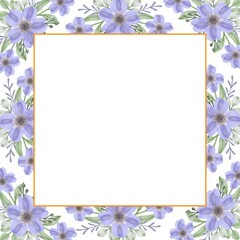 square frame with purple bouquet flower watercolor border