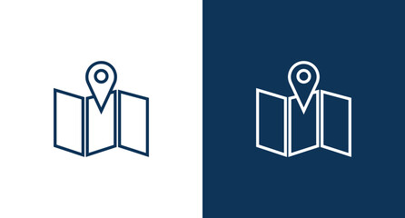 Map and pin outline icon illustration isolated vector sign symbol