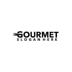 gourmet with letter g fork logo design