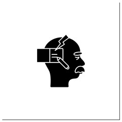 Writing problems glyph icon.Writing gets progressively disorganized. Alzheimer disease. Neurologic disorder concept.Filled flat sign. Isolated silhouette vector illustration