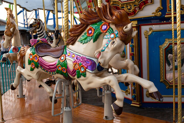 Amusement Park carousel horse with flower design