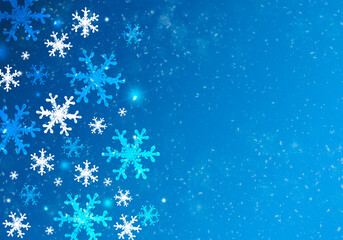 Abstract snowflakes background and lights.