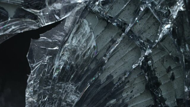 Broken TV screen close-up view.
