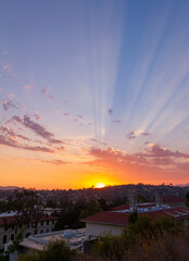 Dramatic sunrays over Los Angeles
