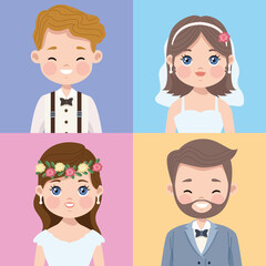 four wedding characters