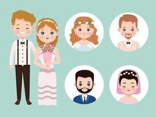 Obraz premium six wedding characters
