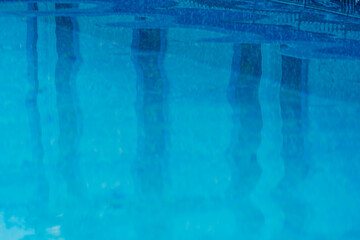 June 20, 2021 – Photo of water in an above-ground pool making reflections on a warm, sunny day.