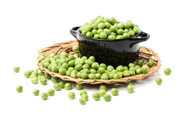 Fresh peas isolated on white background 