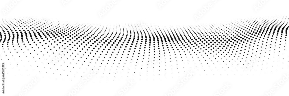 Poster dynamic wave on white background. wave of particles. futuristic point wave. design for poster. techn