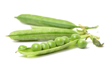  Fresh peas isolated on white background 