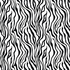Tiger monochrome seamless pattern. Vector animal skin print. Fashion stylish organic texture.