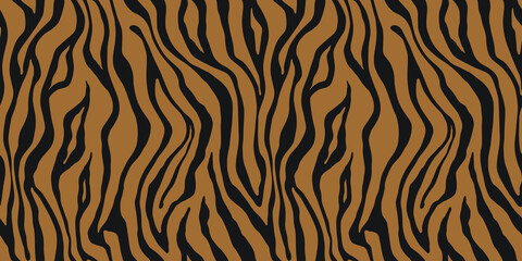 Tiger monochrome seamless pattern. Vector animal skin print. Fashion stylish organic texture.