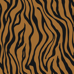 Tiger monochrome seamless pattern. Vector animal skin print. Fashion stylish organic texture.