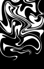 Monochrome marble vector texture. Abstract liquid wavy background. Optical illusion motion striped 3d effect.