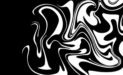 Monochrome marble vector texture. Abstract liquid wavy background. Optical illusion motion striped 3d effect.