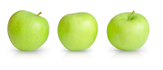 Three isolated apples on a white background