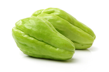 Chayote on white background